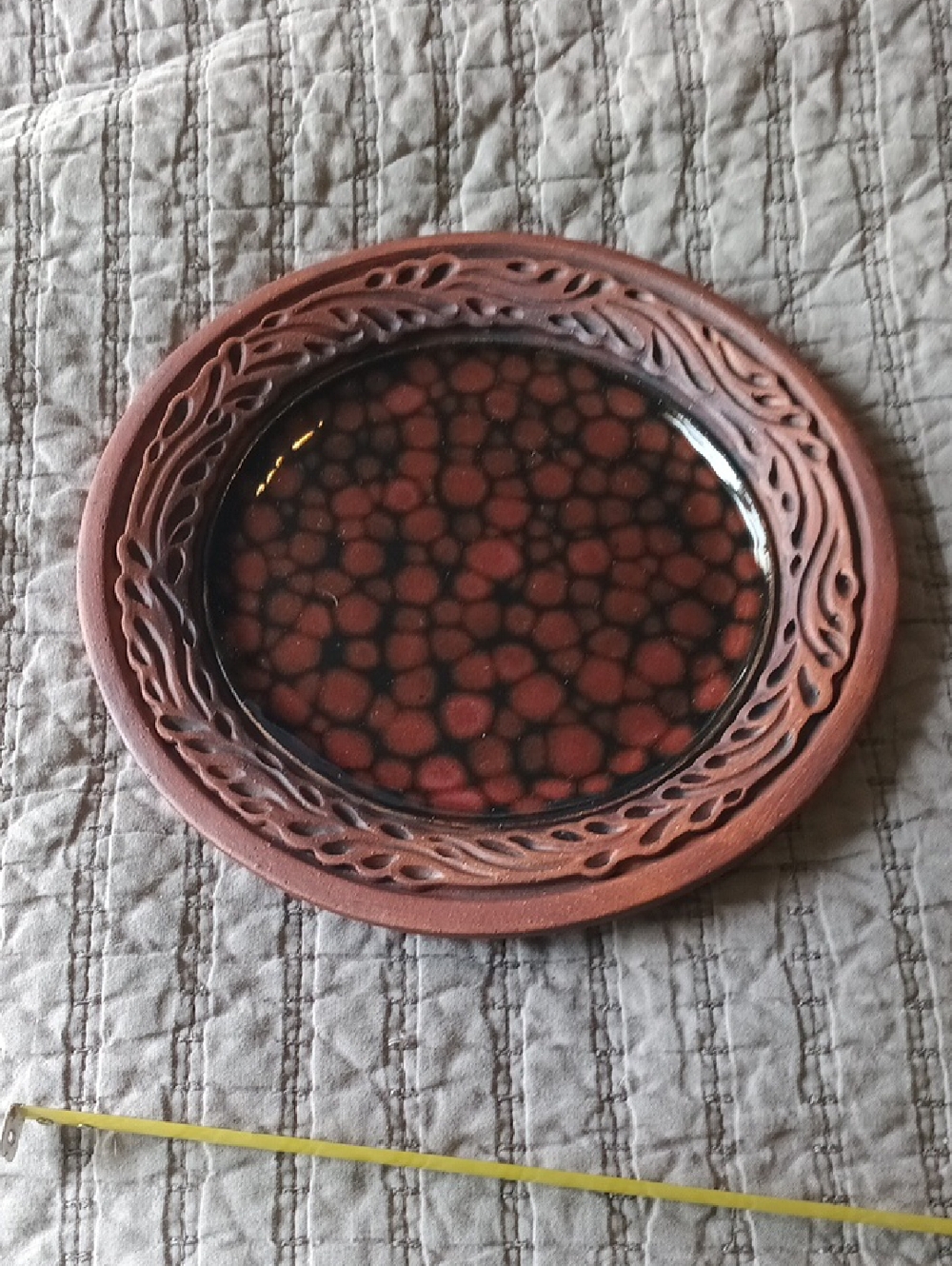 Handcrafted Red and Black Decorative Wall Plate - Home Art